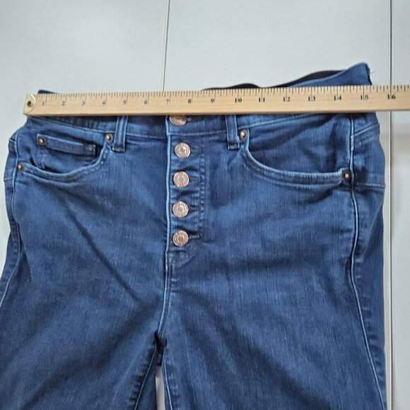 Torrid Jeans Women 12 Tall Blue Bombshell Flare Button Fly Stretch Denim Boho - Picture 5 of 15